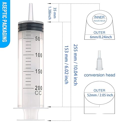 Miniatura 2 de SHAOTONG Jeringas de 6.8 fl oz con tubo de 40 pulgadas y adaptador de punta, para alimentar mascotas, recarga de líquidos, líquido de aceite de