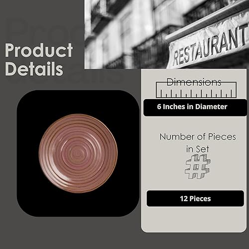 Miniatura 2 de Steelite - Platos redondos de cerámica para aperitivos, vajilla de porcelana rústica Folio Azores, platos para aperitivos, pan y mantequilla,