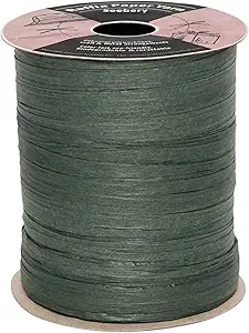 Raffia Ribbon for Crafts - Raffia Yarn Grass Twine for Gift Wrapping, DIY Decoration & More | Matte String Paper Rope for Crochet - 1/4'' Wide, 100 Yards, Green