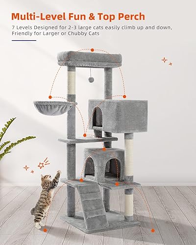 Miniatura 2 de MUTTROS Árbol para gatos grandes para adultos con percha superior súper grande, torre de gato de 56.3 pulgadas para gatos grandes con hamaca de