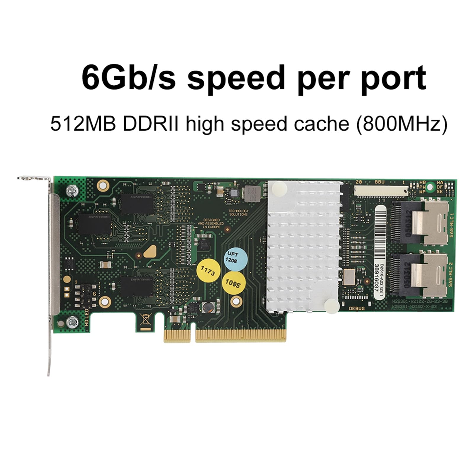 Akozon Connettore Mini SAS SFF 8087 X4, D2616 SAS2108 SATA Raid 6Gbs 512M Cache Array Controller PCI Scheda Baffle Basso Otto Porte SATA Interne