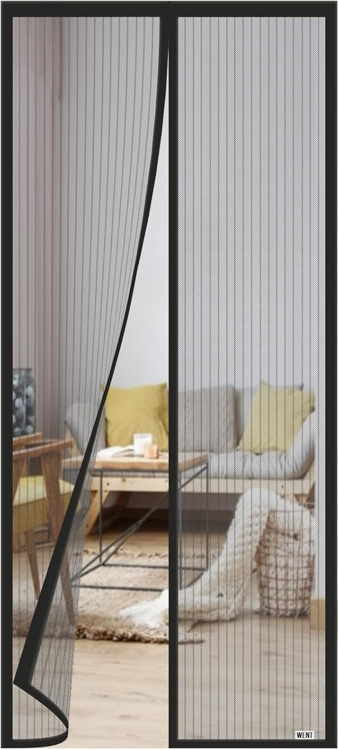 Screen Door Magnetic, Upgraded Quality, Fits Doors up to 34 x 78 Inch, Screen Size 36" x 78.7" Kid and Pet Friendly, Heavy-Duty Reinforced Hands-Free Mesh Curtain, Black - - 