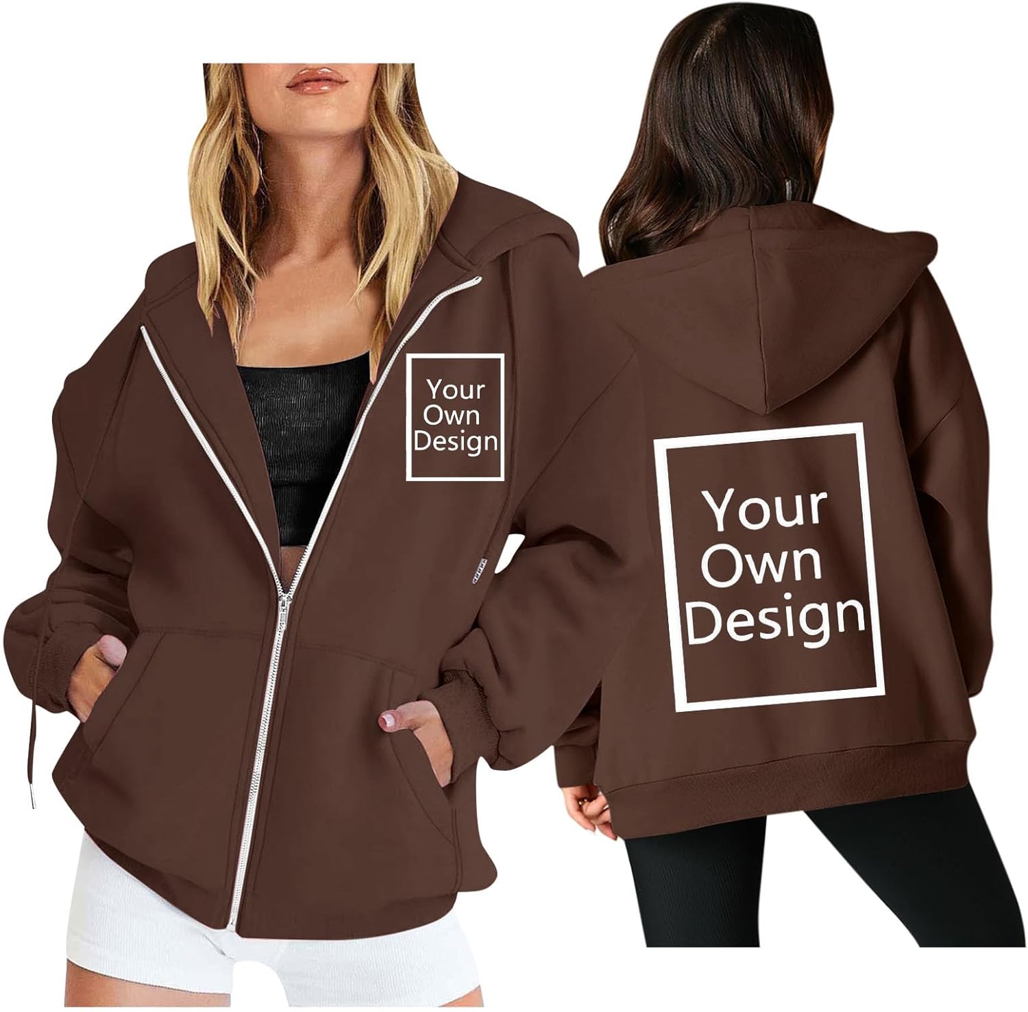 Custom Jackets Design Your Own Full Zipper Hooded Sweatshirt Custom Sweatshirt T Shirts Add Your Own Text or Picture