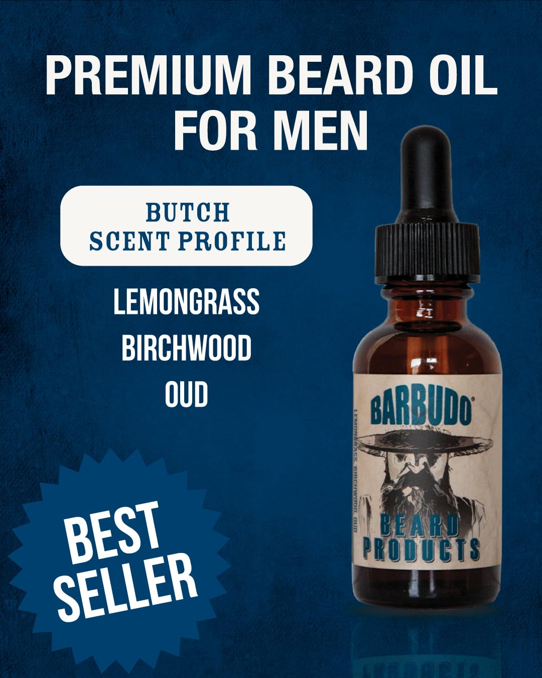 Aceite para barba Barbudo Beard Products (Butch: madera de abedul, oud y citronela)