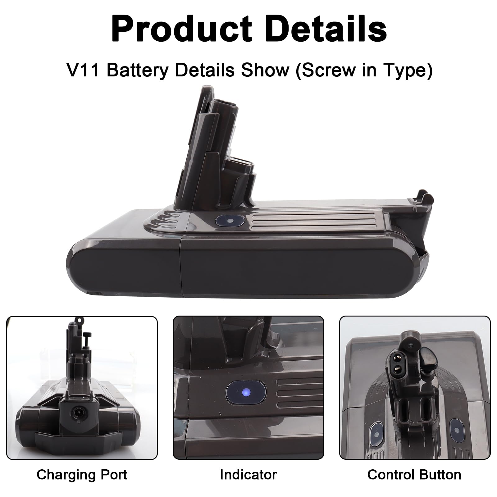 Batteria aggiornata MXJFYY 25,2 V 3900 mAh V11 SV14 compatibile con Dyson V11 (tipo a vite) SV14 Absolute Complete Fluffy Aspirapolvere senza fili con coperchio (non per lo stile a pulsante)