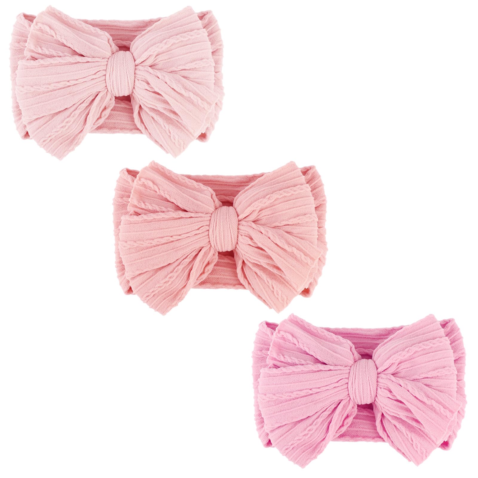 DRESHOW 3 Pack Baby Headbands for Girls Newborn Baby Nylon Headbands with Bows Hair Accessories — image 1