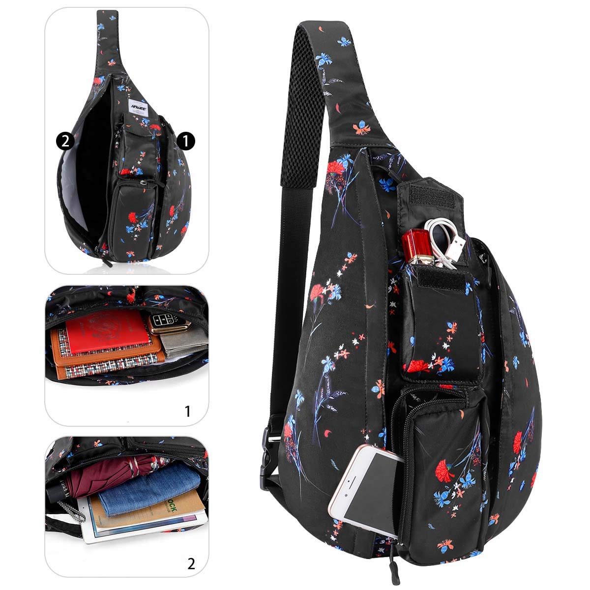 Sportivo Zaino Monospalla Viaggio Petto Borsa Monospalla Crossbody Zaino Spalla Antifurto Petto Borsa Spalla Casual per Uomo Donna Adolescenti Vita Lavoro Outdoor Viaggio Ciclismo
