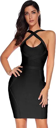 Meilun Women's Sleeveless V-Neck Bandage Bodycon Mini Dress