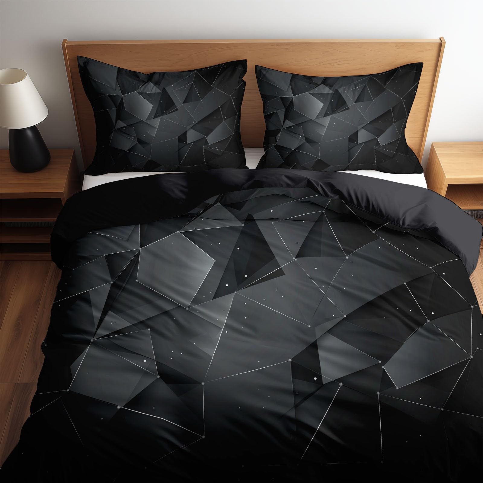 Komplet pościeli 200 x 220 cm, 3-częściowy komplet pościeli z geometrycznej mikrofibry, miękka i przyjemna poszewka na kołdrę z zamkiem błyskawicznym + 2 poszewki na poduszkę 80 x 80 cm
