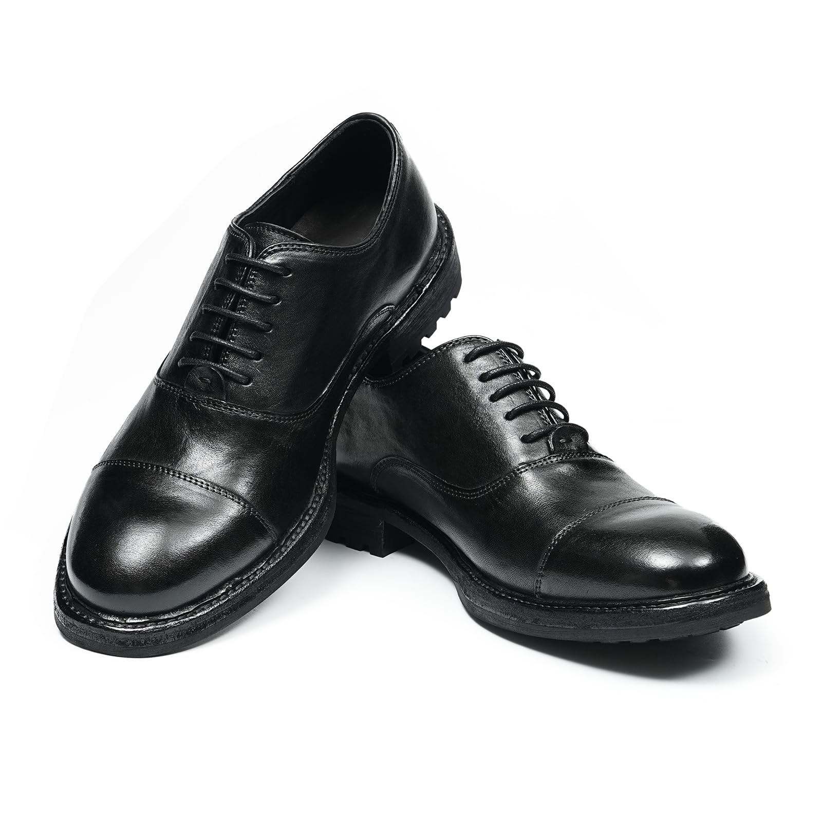 Oxfords Casuales Negocios en Cuero Genuino para Hombre Zapatos de Vestir Formales con Cordones Suaves Cómodos