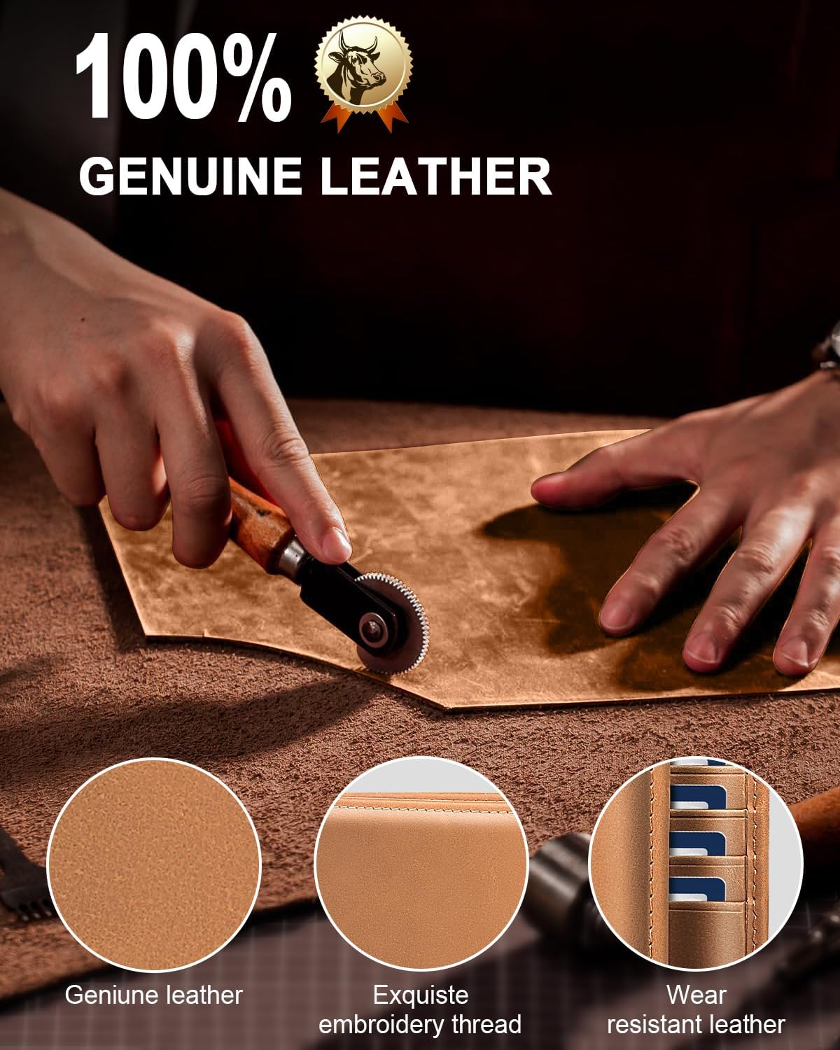 Leather Wallet for Men | Extra Capacity Bifold Wallet ID Window 13 Card Slots Bifold RFID Blocking Wallet Gift for Him - Image 6