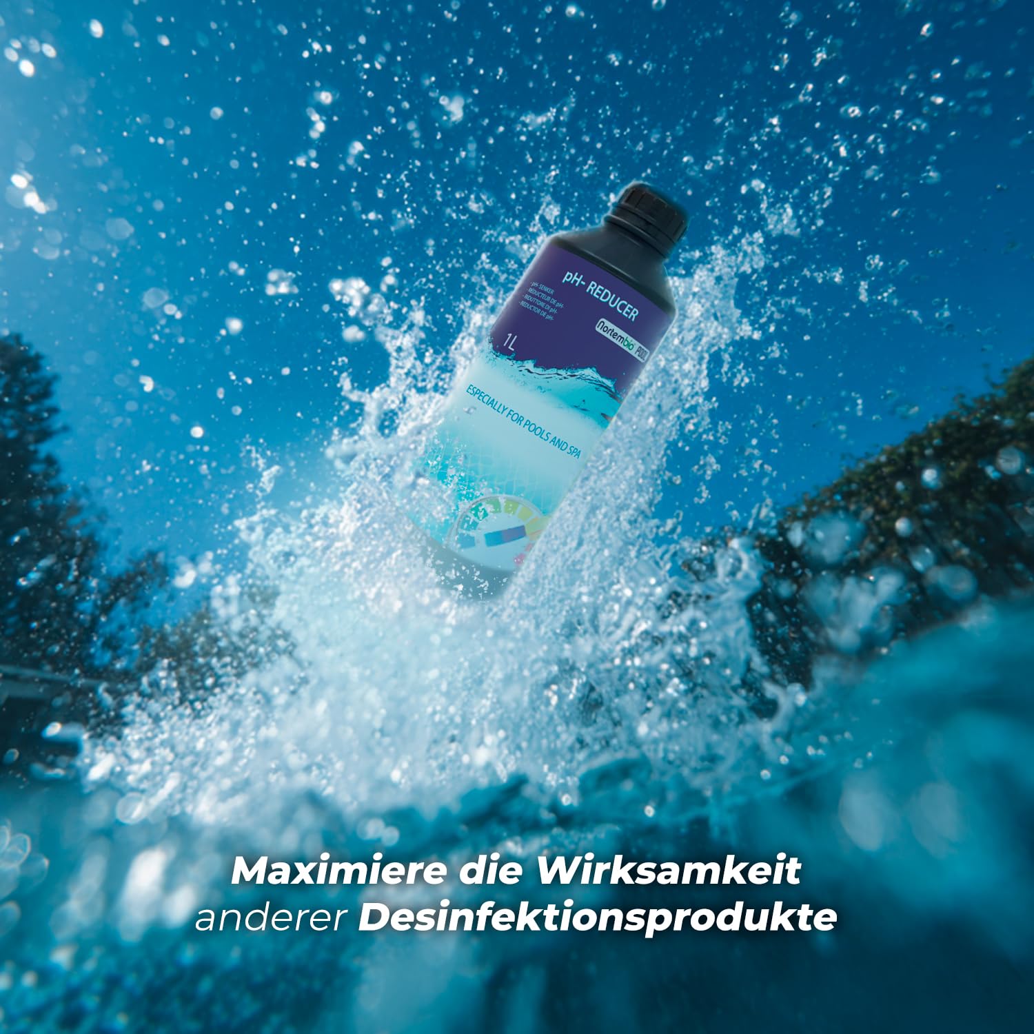 Nortembio pH- Minus Flüssig pH-Senker für Pools und Spa, Regulator des Wasserhaushalts, Verbessert die Wirksamkeit von Chlor, Professionelle Wasserpflege (5 L)