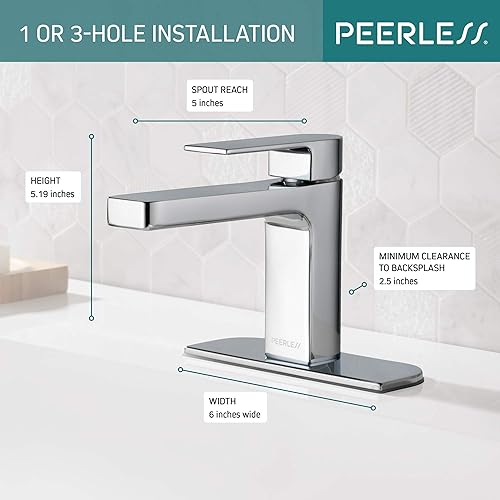 Miniatura 4 de Peerless Xander - Llave cromada de lavabo de un solo orificio para baño, con una sola manija, montaje de drenaje