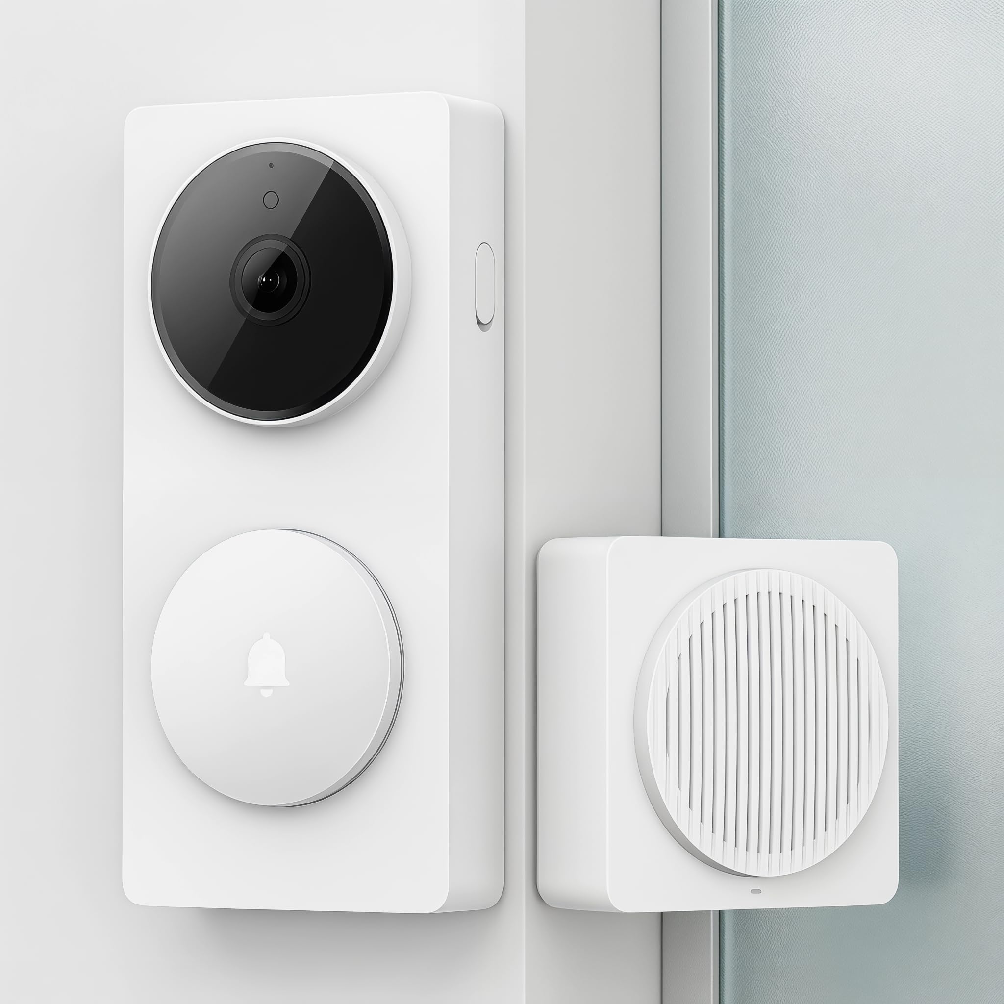 Videocitofono con archiviazione sicura nel cloud e rilevamento radar a onde millimetriche, campanello wireless per la casa in ABS, bianco