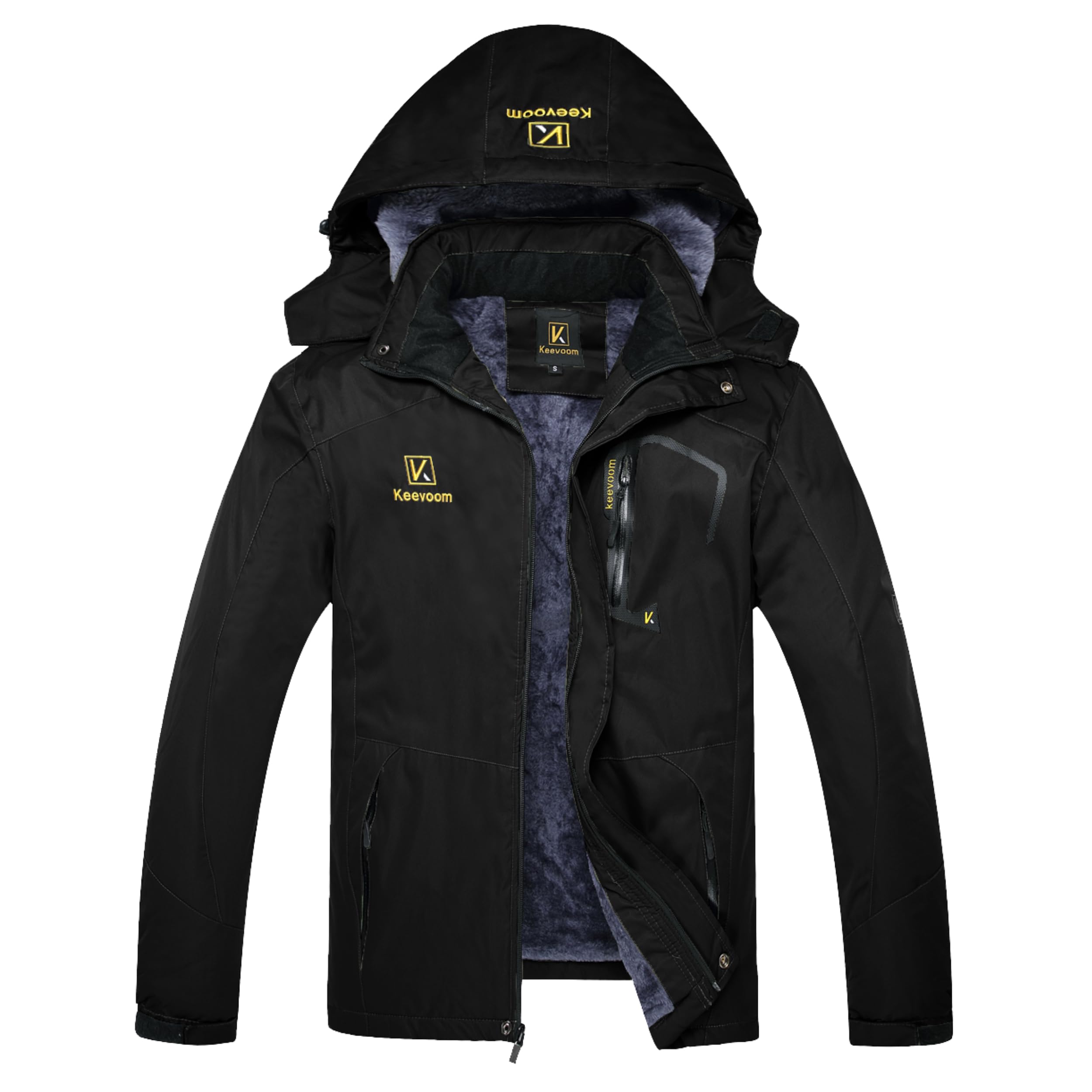 Keevoom Men's Waterproof Ski Jacket Winter Warm Snow Coat Windproof