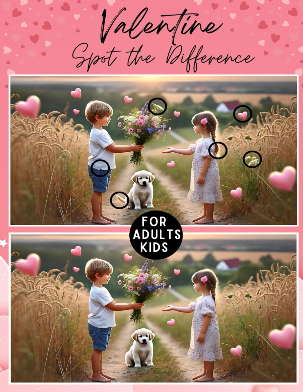 Valentine Spot the Difference for Adults & Kids: 44 Activity Search and Find the Hidden Valentine Object Picture Puzzles with 264 Differences to Find