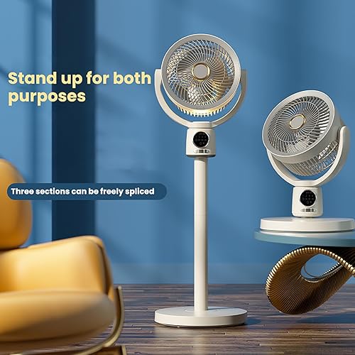 Miniatura 6 de Ventilador de pedestal inalámbrico con luz nocturna, ventiladores eléctricos de piso USB, cabezal agitador para el hogar, control remoto,
