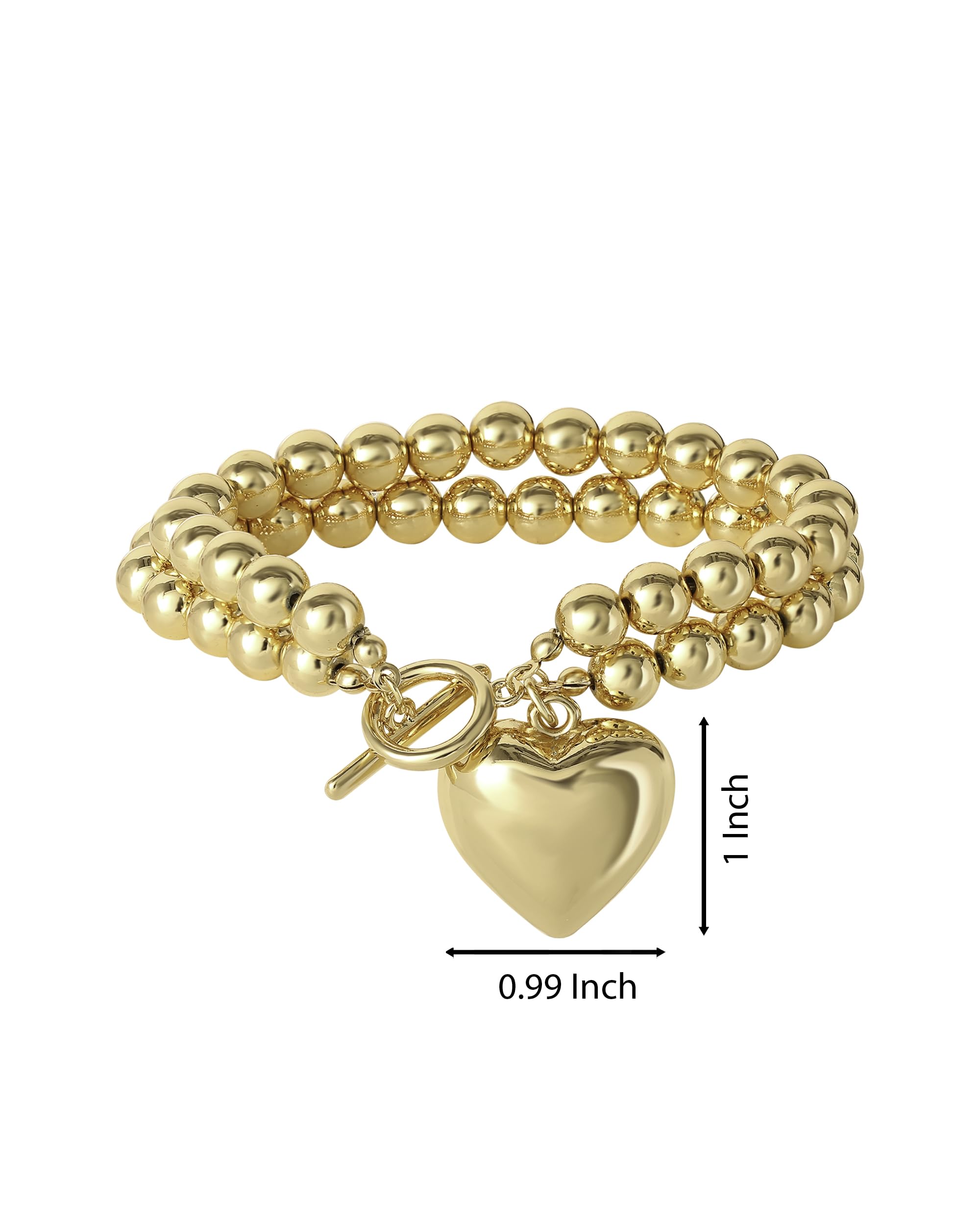Jessica Simpson Womens Heart Charm Bracelet - 7.5" Gold-Tone Charm Bracelet Jewelry
