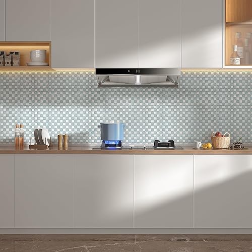 Miniatura 7 de 6 hojas de azulejos de mosaico de espejo plano cuadrado plateado para salpicaduras de cocina y pared de baño