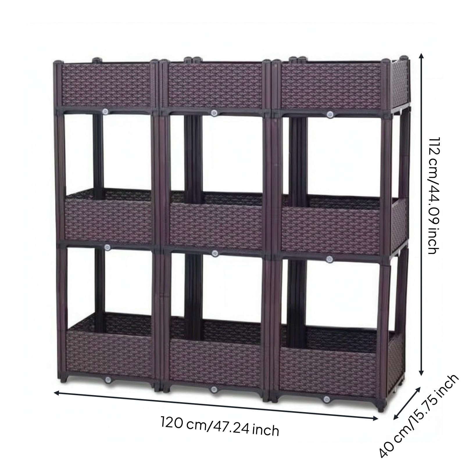 Fioriera Effetto Rattan Durevole Fioriera a Cassetta Leggero Vaso Rettangolare per Appassionati di Giardinaggio, Orto Domestico, 120 40 112CM
