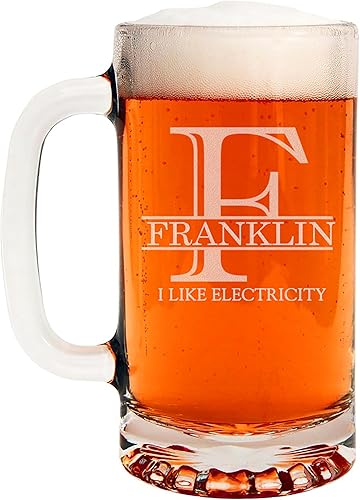 Miniatura 195 de Taza de cerveza de vidrio con monograma grabado de 16 onzas (letra T), regalos de cerveza personalizados de la A-Z para hombres, Día del Padre