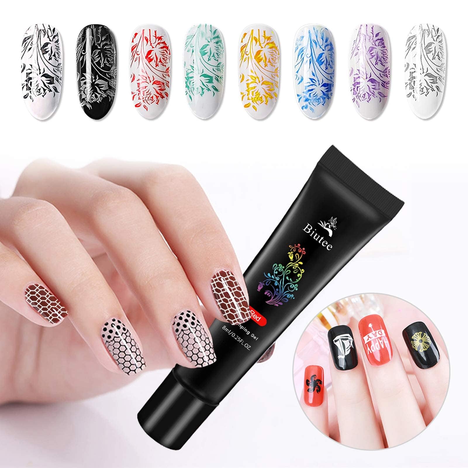 Nail Stamping Set 8 Colores 8ml Placas Estampacion Uñas Stamping Gel Polish DIY