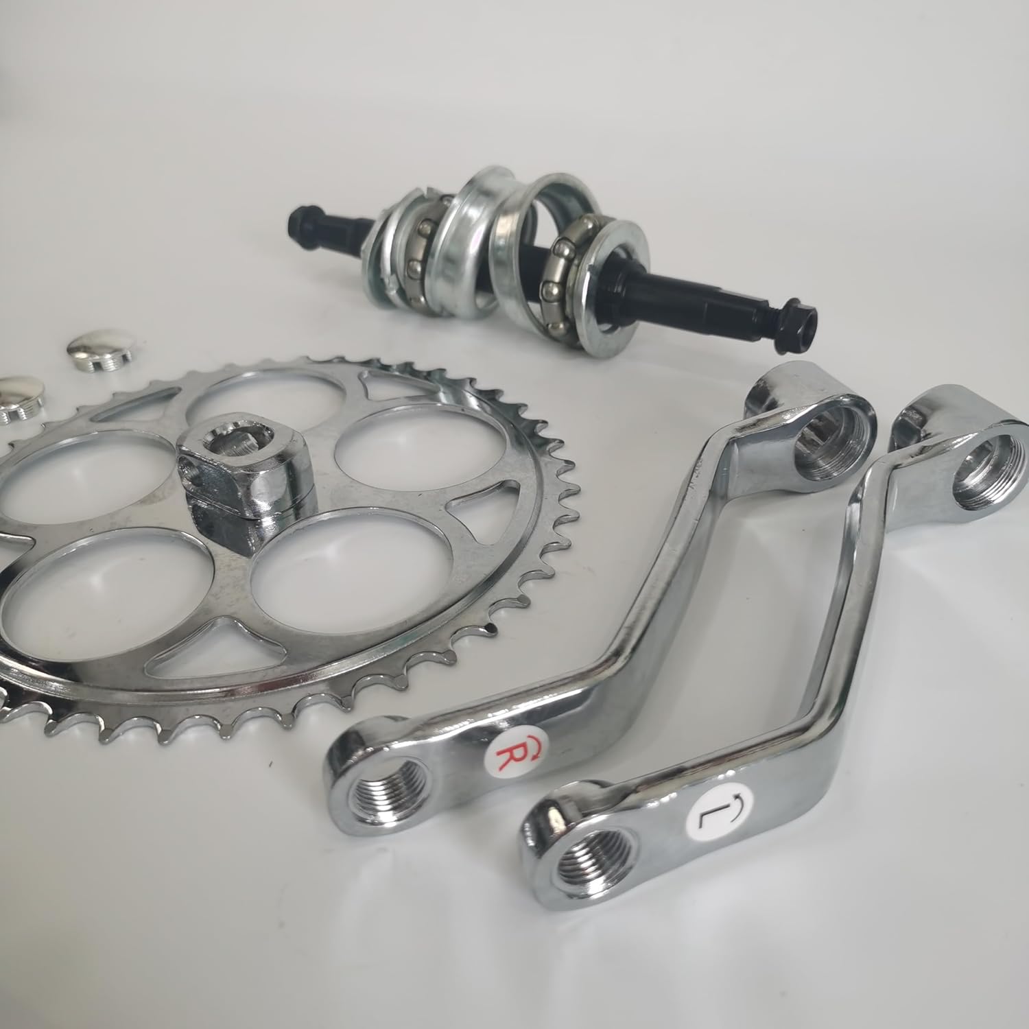 2" Cup Bike Conversion Kit Crank Set 180mm Axle, Bicycle Bottom Bracket Cup Ball Bearing Kit Crankset Converts a 1 Piece Crank to 3 Piece Crank