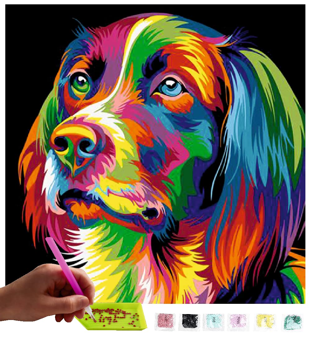 Kit Diamond Painting 5D - Motivo Gattino E Cane | 30x30 Cm | Con Diamanti, Applicatore E Istruzioni | Arte Terapia E Decorazione - Foto 7