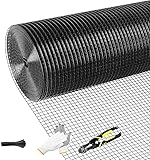 Tongmo Black Hardware Cloth, 1/2 inch 60'' x 100'Chicken Wire Fence, 19 Gauge Vinyl Coated Welded Cage Wire Mesh Roll Supports Poultry Netting Cage Garden Fence