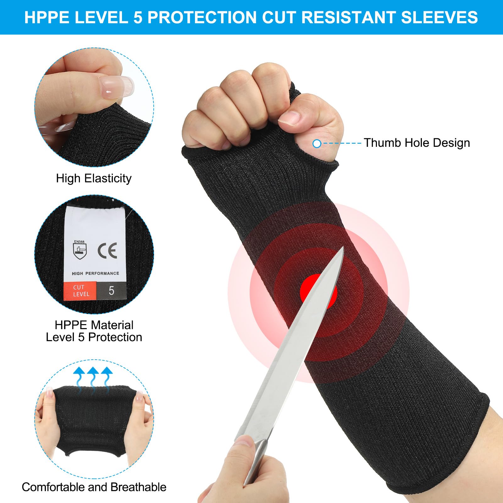 PATIKIL 12 Inch Cut Resistant Sleeve - Image 3