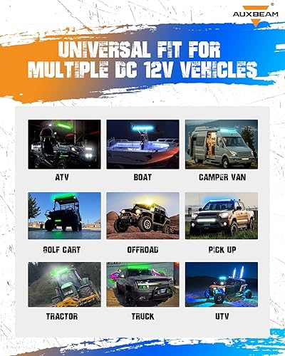 Miniatura 8 de Auxbeam Barra de luz LED RGBW de 22 pulgadas para camión, ATV, haz combinado de luz recta multicolor de doble fila, control Bluetooth, luz de