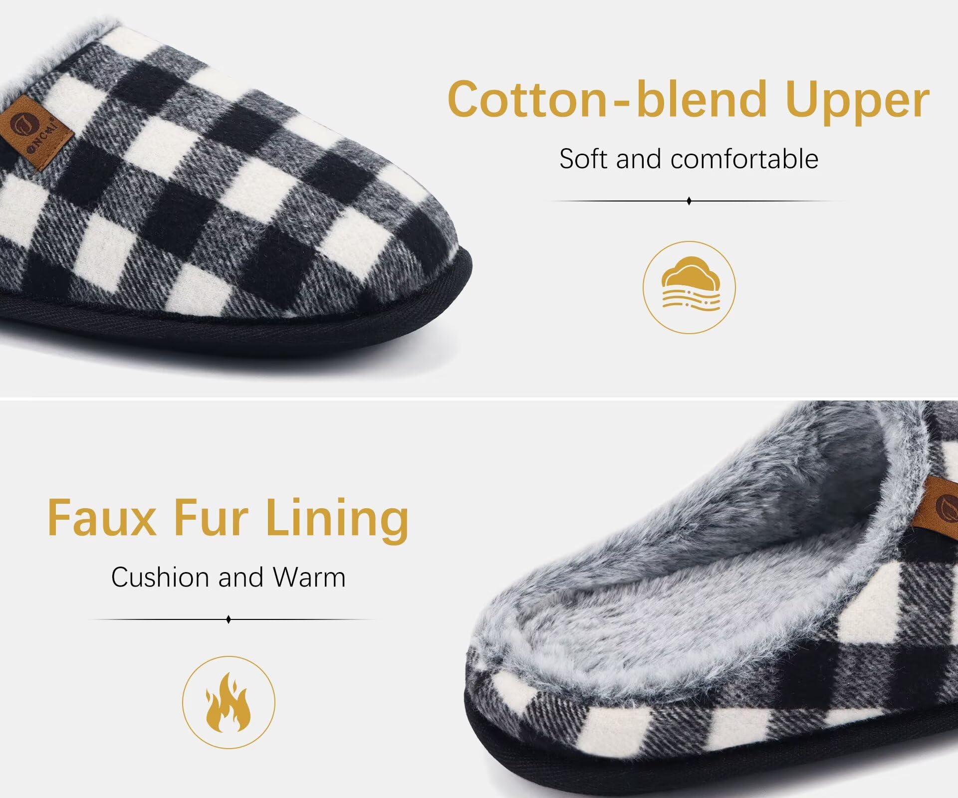 ONCAI Pantofole da Uomo Invernali, Comoda Memory Foam Calde Scarpe da Casa in Lana Con Suola Antiscivolo Taglia 40-49 EU