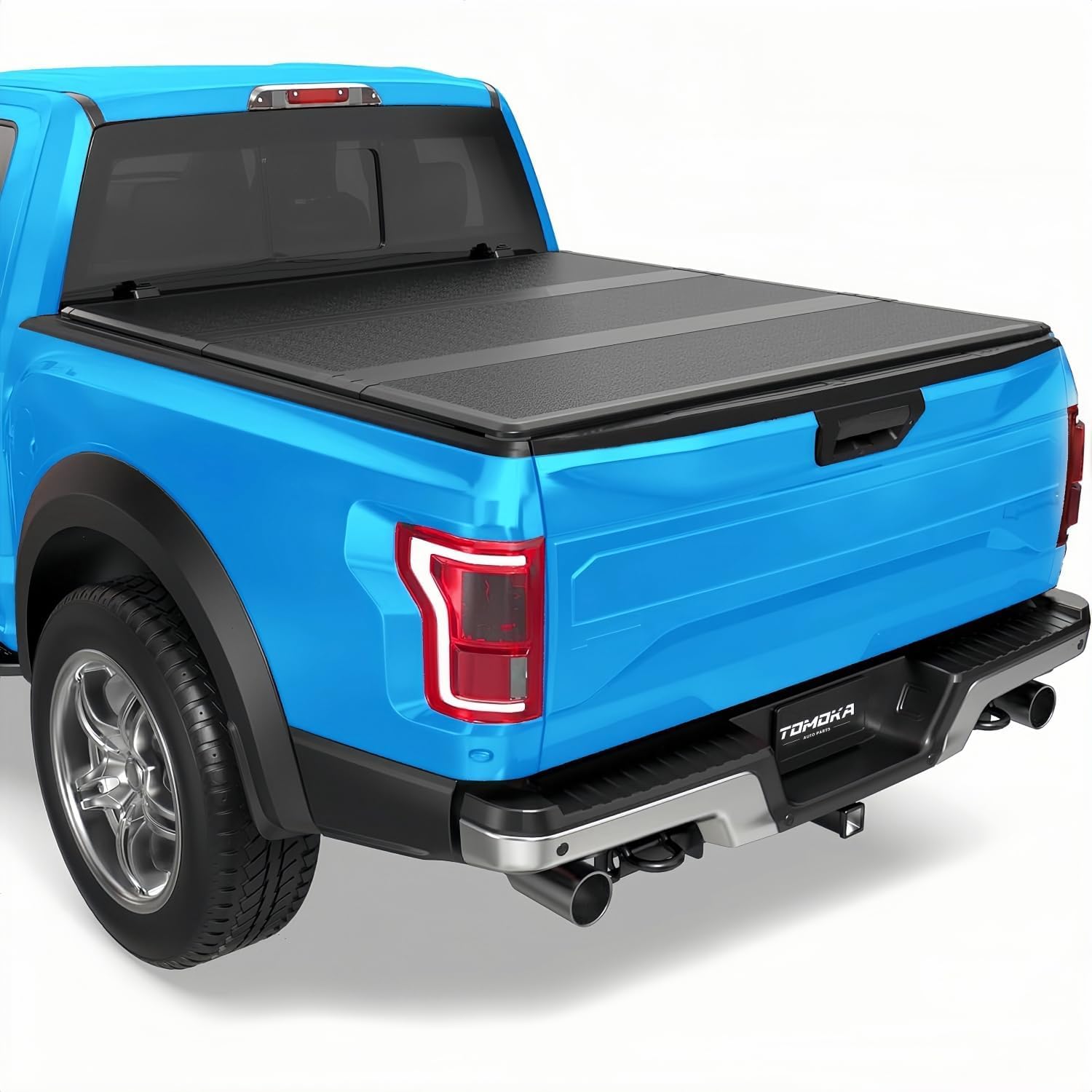 TOMOKA 4.6ft FRP Hard Folding Truck Bed Tonneau Cover Compatible with 2022 2023 2024 2025 Ford Maverick 4.5ft Bed | Solid & Waterproof & Theftproof Fiberglass | Without Drilling & Easy Installation