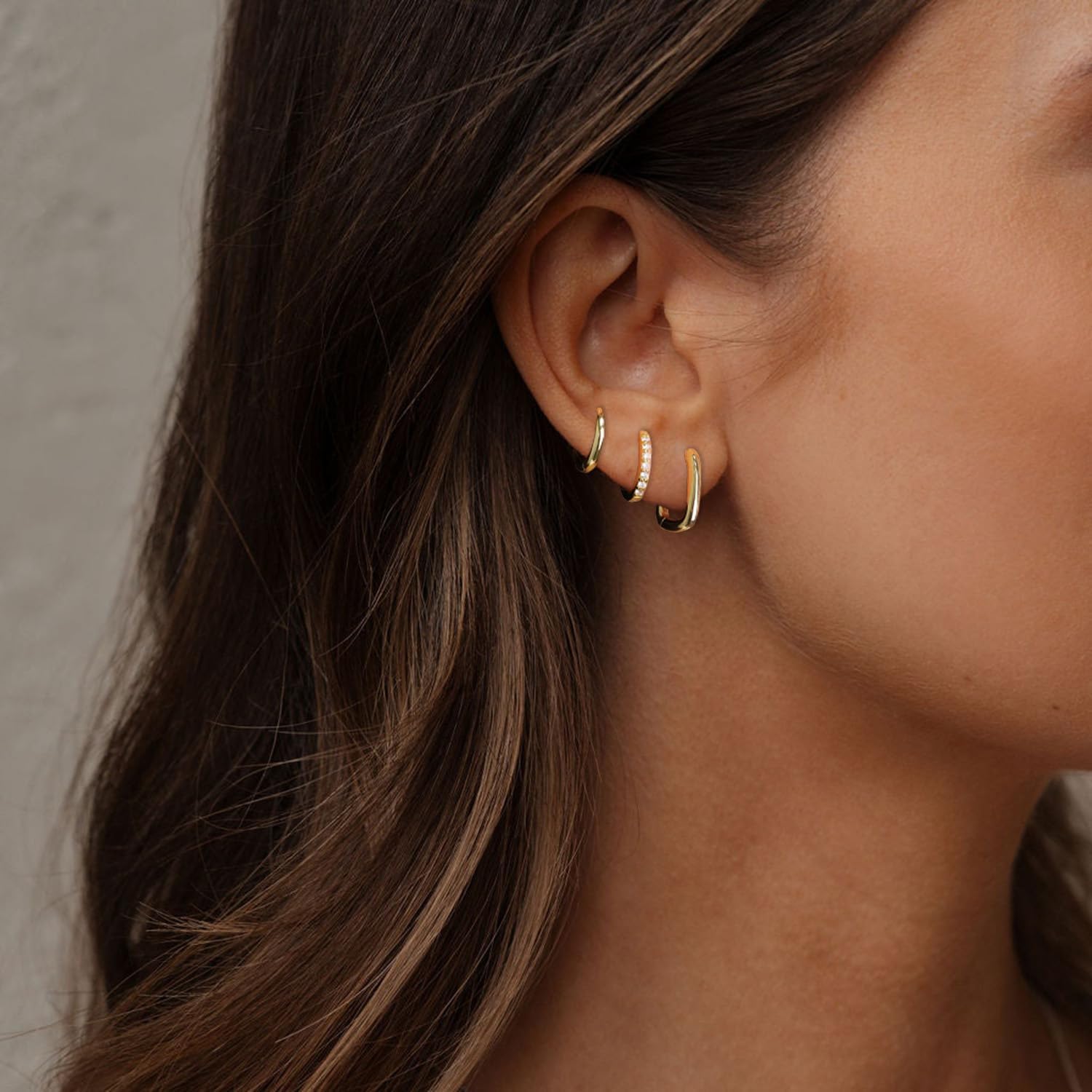 Small Gold Hoop Earrings Set for Women, 14K Gold Plated Stack Hypoallergenic Huggie Hoop Earrings for Women Trendy Dainty Cartilage Cubic Zirconia Earrings Multiple Piercing Jewelry Gifts - Image 3