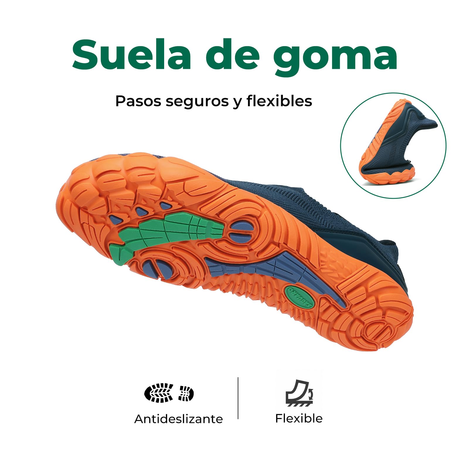 Saguaro Unisex Zapatos Barefoot Slip-On de Cinco Dedos – Calzado Minimalista para Uso Diario, Caminar, Gr.36-48 — view 6