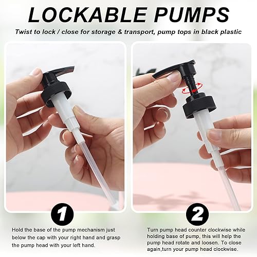 Miniatura 3 de Paquete de 8 botellas de vidrio con bombas de loción negra, botellas de bomba recargables de 8 onzas, dispensador de botellas de vidrio grueso,