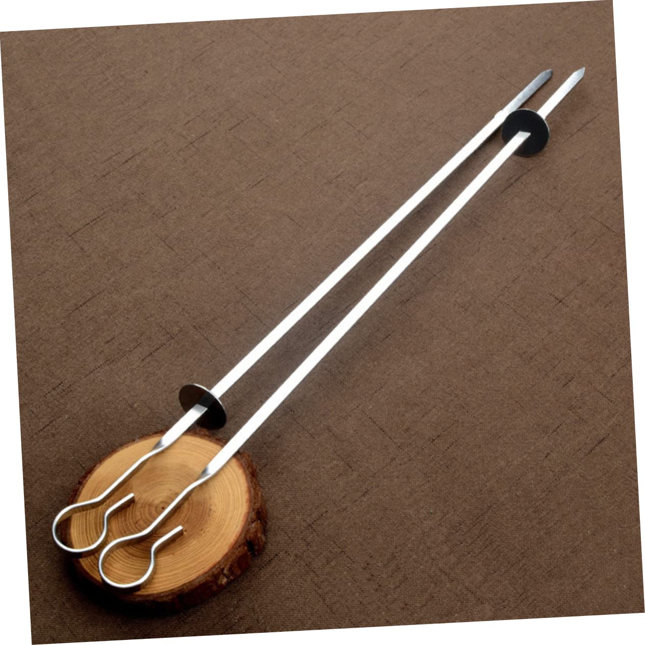 Abaodam Spiedini Per Barbecue in Acciaio Inox 20 Pezzi, Forchette Riutilizzabili Piatte Impugnatura Ad Anello Per Grigliate All'aperto, Resistenti e Pratici Per Carne e Verdure