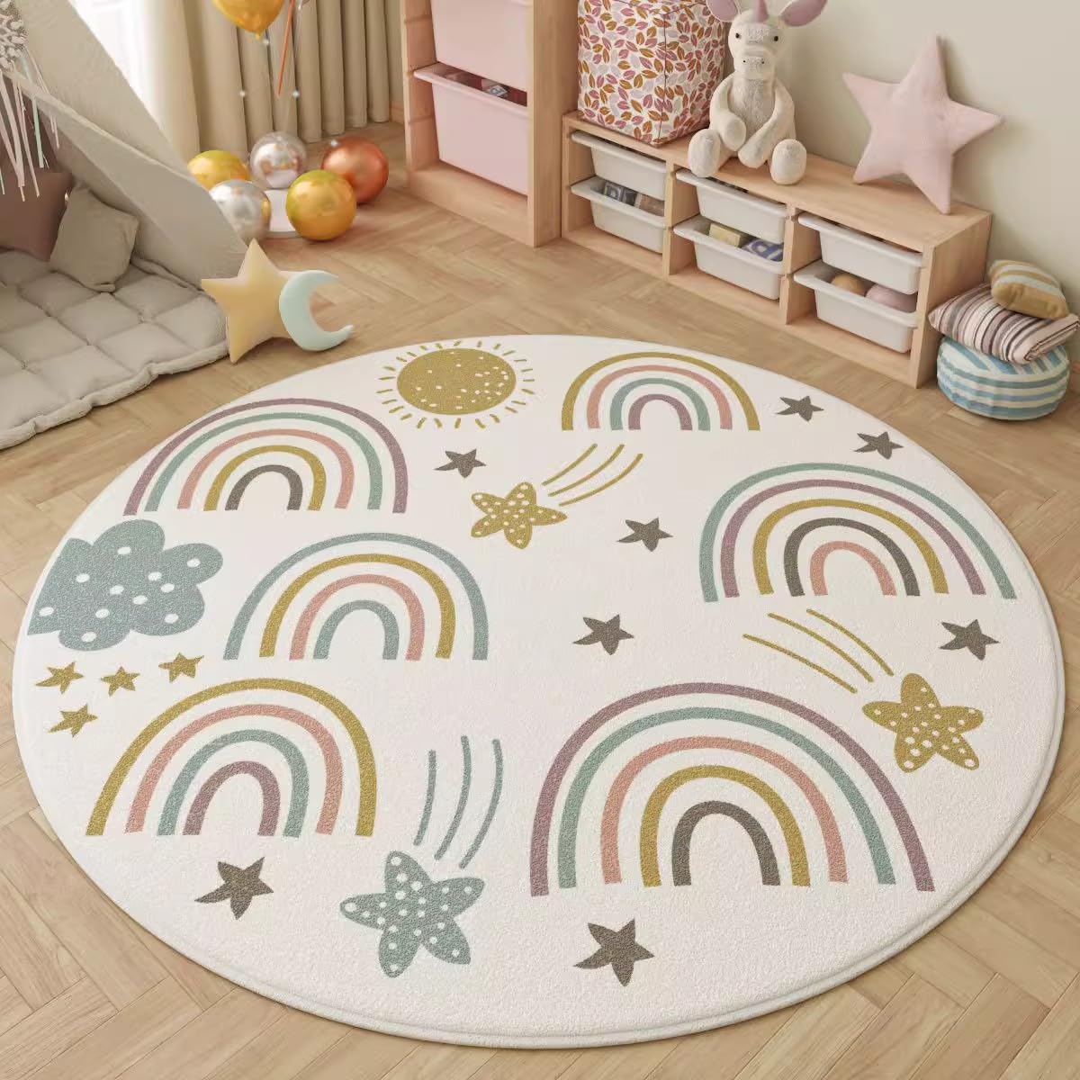 Alfombra lavable y antideslizante de pelo corto suave para cuarto de juegos infantil