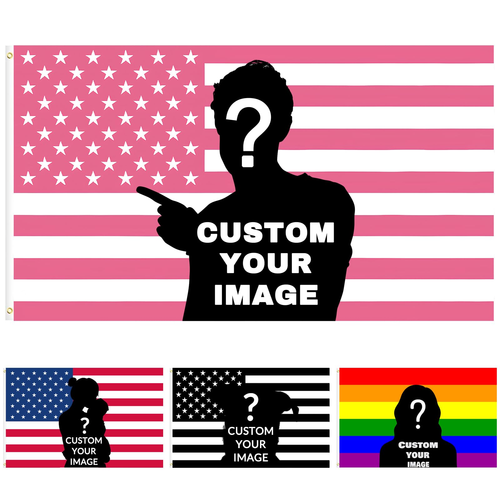 SJZUISL Personalised Flag, 2 × 3/3 × 5/4 × 6/5 × 8 ft Flag DIY for Birthdays, Holidays, Christmas, Living Room, Bedroom, Decoration