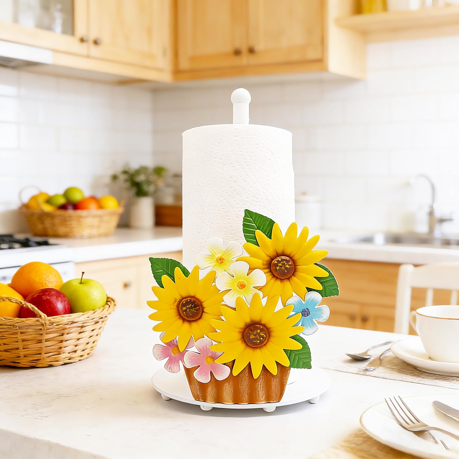 Sunflower Paper Towel Holder Sunflower Kitchen Decor Sunflower Gifts for Women Sunflower Decor for Countertop Cute Paper Towel Holder Yellow Kitchen Decor Home Stuff Housewarming Gifts