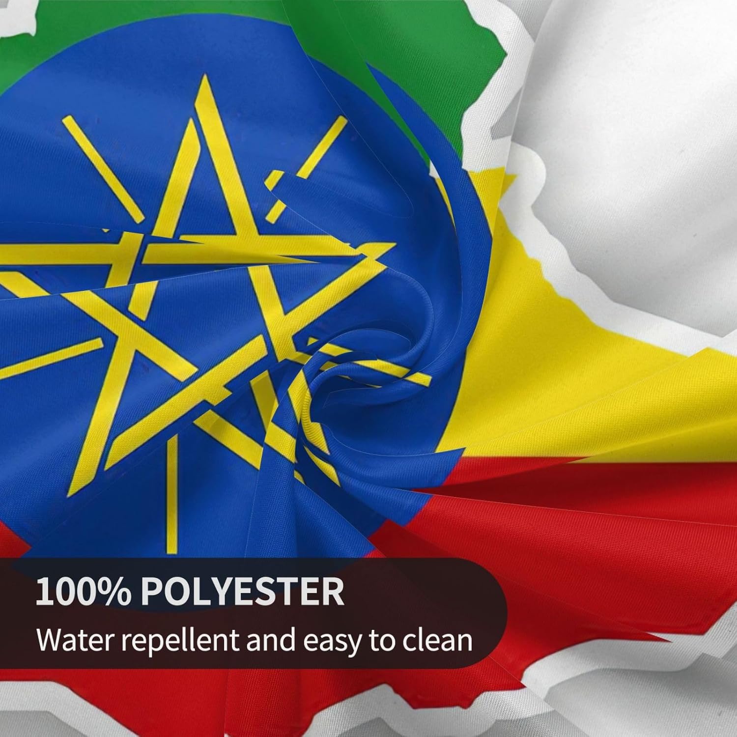 Ethiopia Flag Map Print Wrinkle Free Dining Table Cover for Birthday Party Farmhouse Tablecloths Up to 60 x 60 Inches