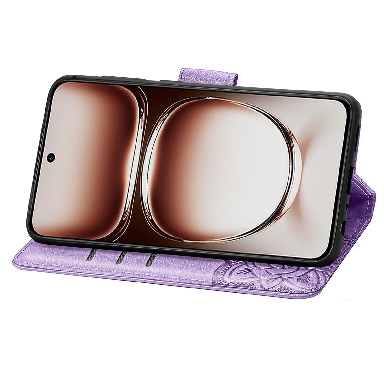 Custodia Portafoglio JIUNINE Per OPPO A80 5G – Con Disegno Farfalla 3D, Fessure Carte E Supporto – Rosa Oro - 2