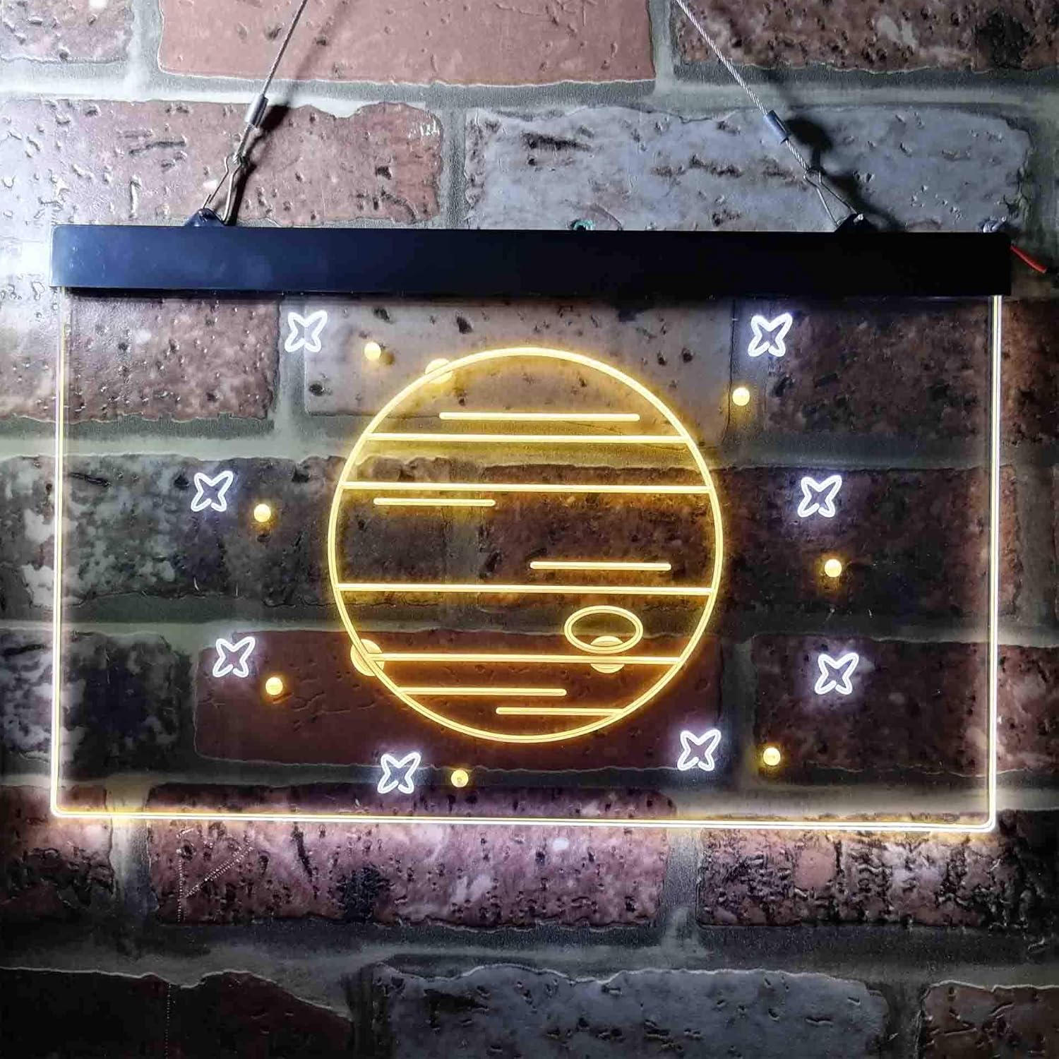 ADVPRO Jupiter Planet Galaxy Space Kid Room Dual Color LED Neon Sign White & Yellow 12 x 8 Inches st6s32-i3701-wy