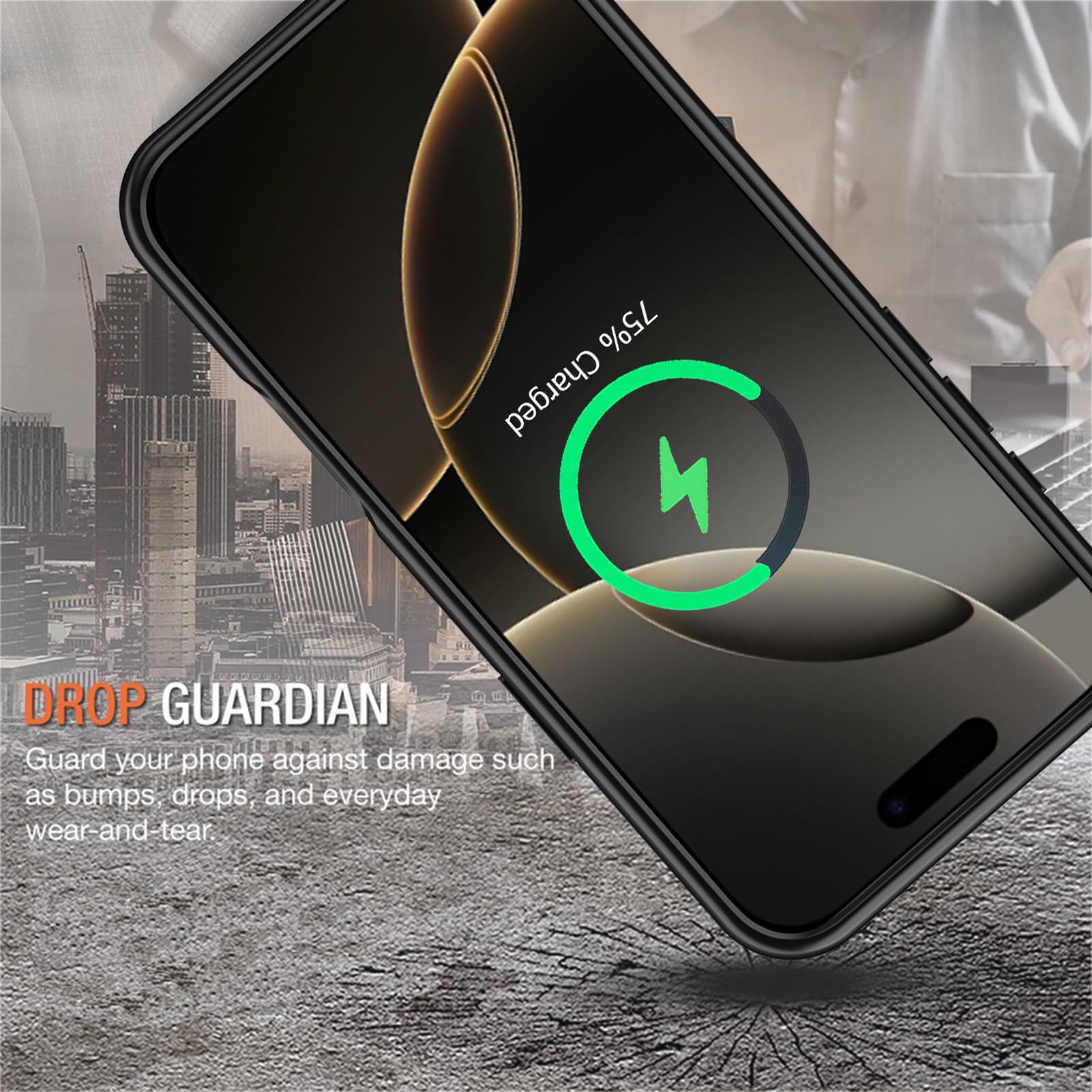 Funda de batería para iPhone 16 Pro Max, funda de carga inalámbrica portátil mejorada de 12000 mAh, compatible con Carplay compatible con iPhone 16 Pro Max (6.9 pulgadas) funda de cargador de batería