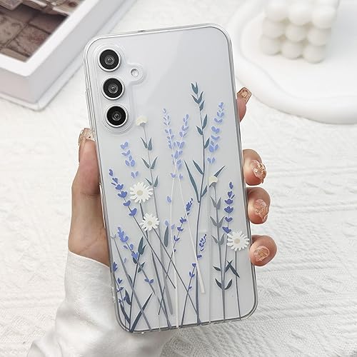 Miniatura 64 de para Funda de Samsung Galaxy S23, Funda Floral de Flores Lindas con Patrón de Lavanda Transparente y Estética para Mujeres y Niñas, Funda Lavanda