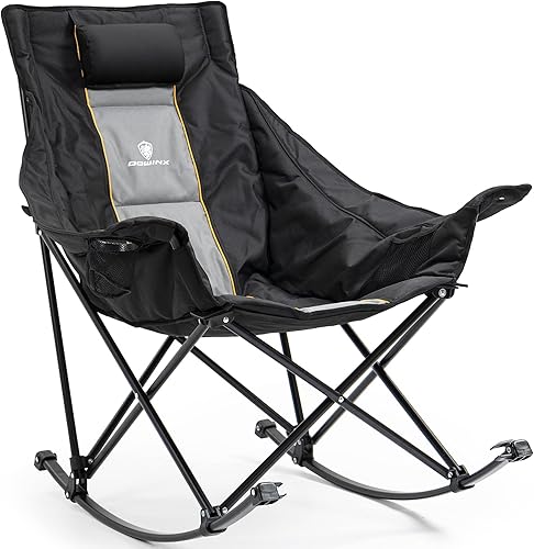 Dowinx Silla mecedora de camping con respaldo alto negro LS-HY01-01