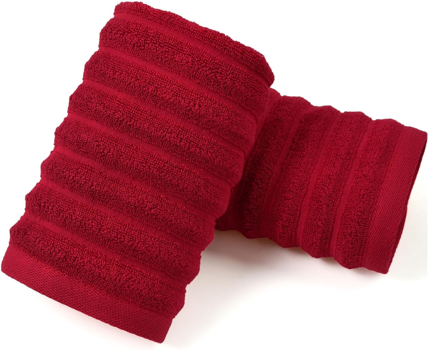 Jacquotha Red Hand Towels for Bathroom Ribbed - Set of 2, Decorative Cotton Textured Towels for Valentines Day Festive Decor Gifts, 13x29 Inches