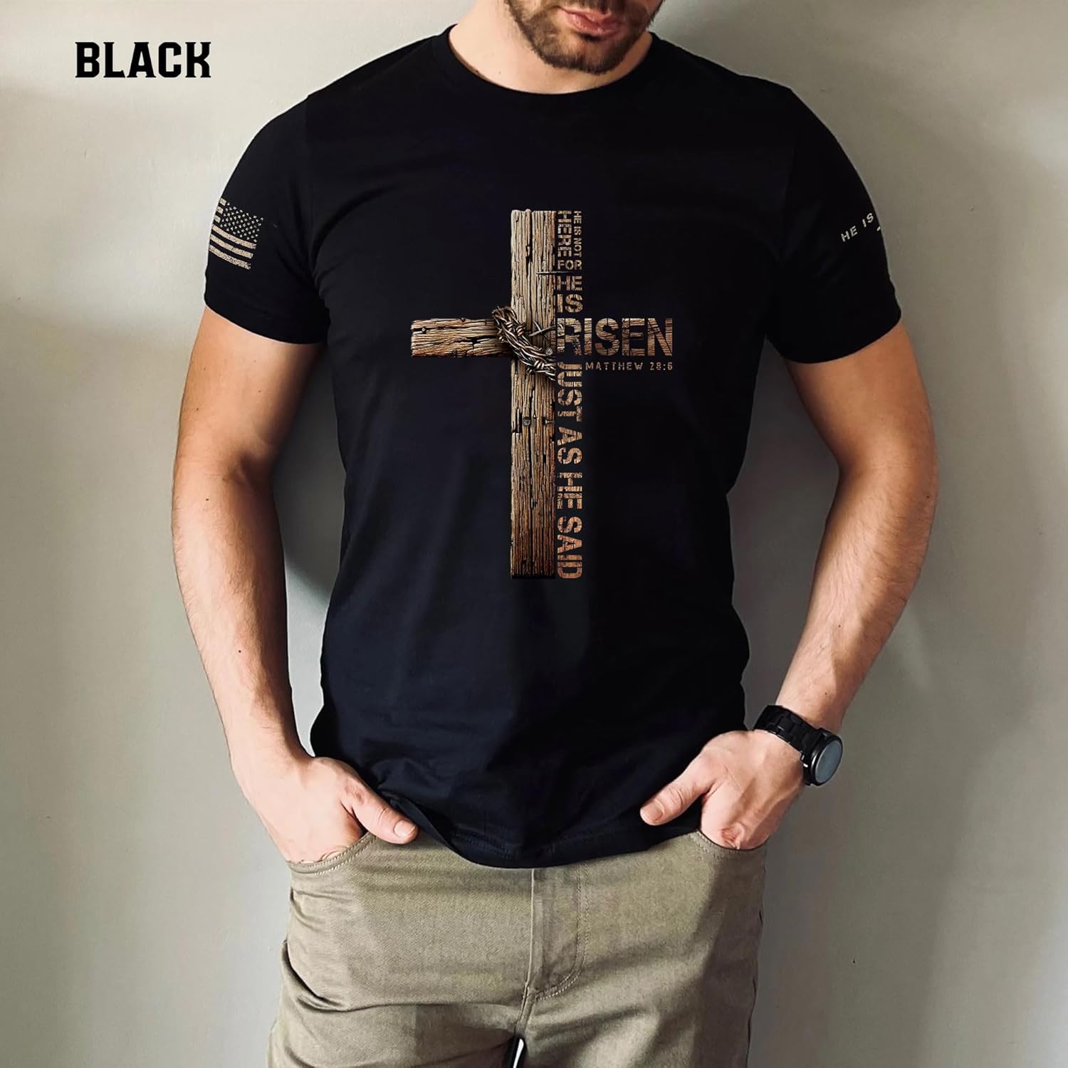 He is Risen Jesus Shirts for Men, Mens Christian Bible Shirts 2