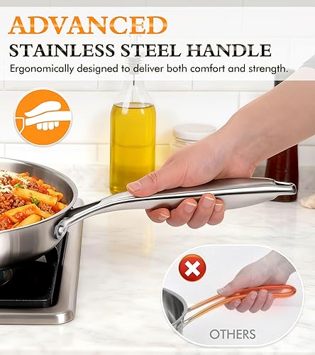 Miniatura 8 de Juego de utensilios de cocina de acero inoxidable de 5 piezas con tapas, ollas y sartenes de tres capas, juego de cocina no tóxico, listo para