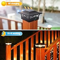 Vista 3 de VOLISUN - Luces solares para punta de poste: paquete de 8 luces solares para exteriores, para cubierta y valla, color negro, para postes